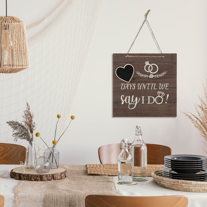 Mepase Wedding Countdown Engagement Gift Chalkboard Sign for Couples Wooden