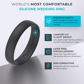 ThunderFit Unisex Silicone Wedding Rings, Rubber Engagement Bands, Variety Multipack 1,4,7