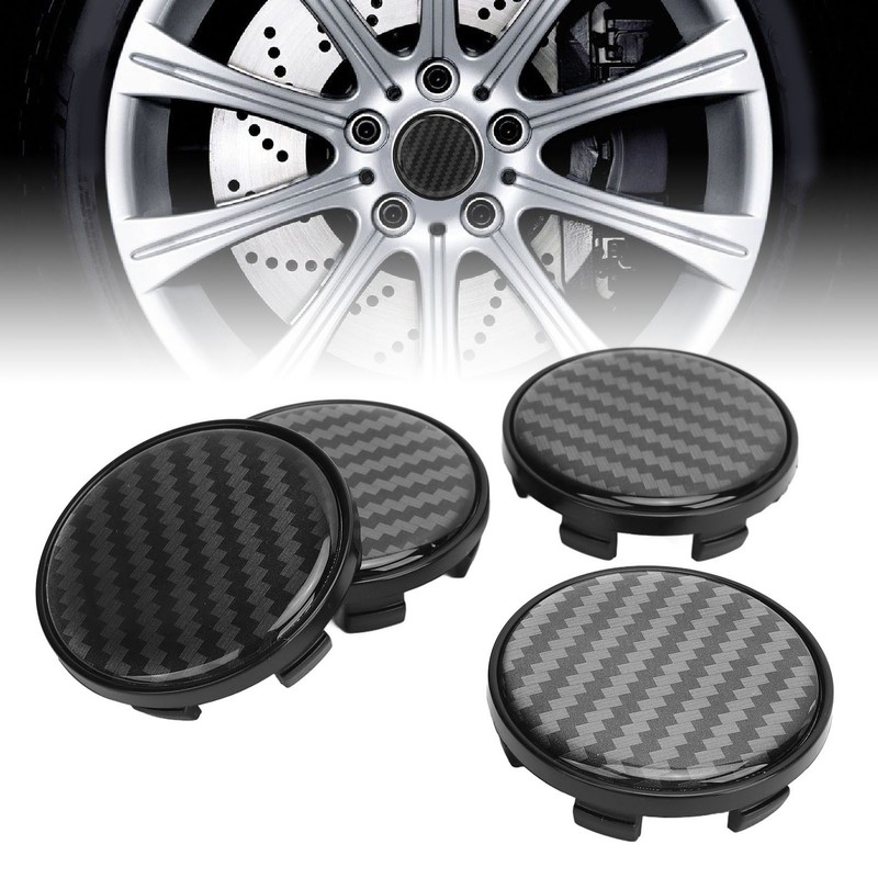4pcs Wheel Center Caps Plastic Universal Carbon Fiber Style Center