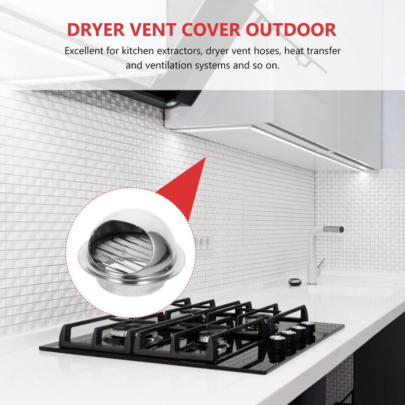 TEHAUX Extractor Cover Stainless Steel Round Design Windproof Soffit Vent