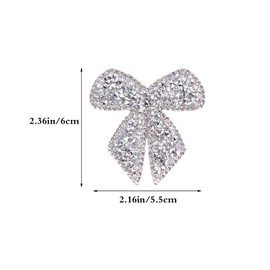JKJF Bow Rhinestone Patches Glitter Bow Sew-On Rhinestone Iron-On Appliqué for Jeans Jackets Bags Backpacks Hats Shoes Clothing Decoration DIY Crafts Silver 6 Pieces 6 cm