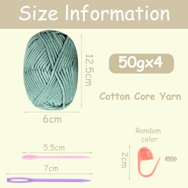 Crochet Yarn Cotton Crochet Wool Chenille Wool for Crocheting 4 x 50 g Crochet Wool Crochet Yarn Thick Cotton Nylon Blend Yarn Crochet Yarn for Beginners Sage Green Yarn