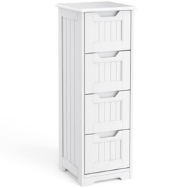 Gizoon Small Bathroom Storage Cabinet Freestanding with Drawers, 33" Floor Organizer Cabinet with 4 Drawers for Narrow Places Living Room, White
