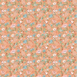 Poppie Cotton Garden Party Freshly Picked Orange Floral Fabric Poppie Cotton by Half Yard