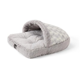 Nicole Miller New York PET Kendall Fluted Geo Cozy Slipper Cave Pet Bed, Cozy & Calming, Non-Slip Bottom, Machine Washable, Grey, Small 22"x17"x11"