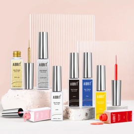 Gel Polish Nail Art Liner Set,10ml,8 Colors Nail Design Paint for Swirl Nail Built with Thin Nail Art Brush in Bottle Art Design Nail Salon DIY