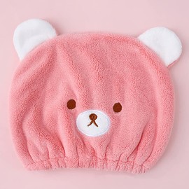 Kids Quick Dry Hair Wrap Towel Hat Cute Bear Hair Daying Wrap Cap Ultra Absorbent Hair Dry Turban Wrap Head Towel Hat Elastic Bath Shower Washing Hair Spa Towel Wrap Cap For Boys Girls Long Short Hair