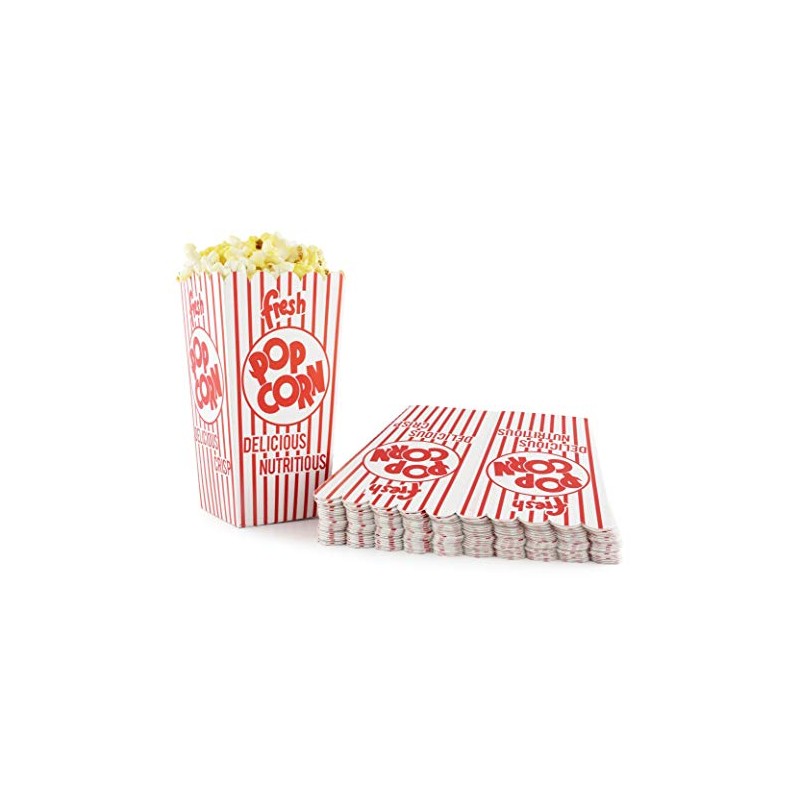 Snappy Popcorn 44-E Red and White Open Top Popcorn Boxes,