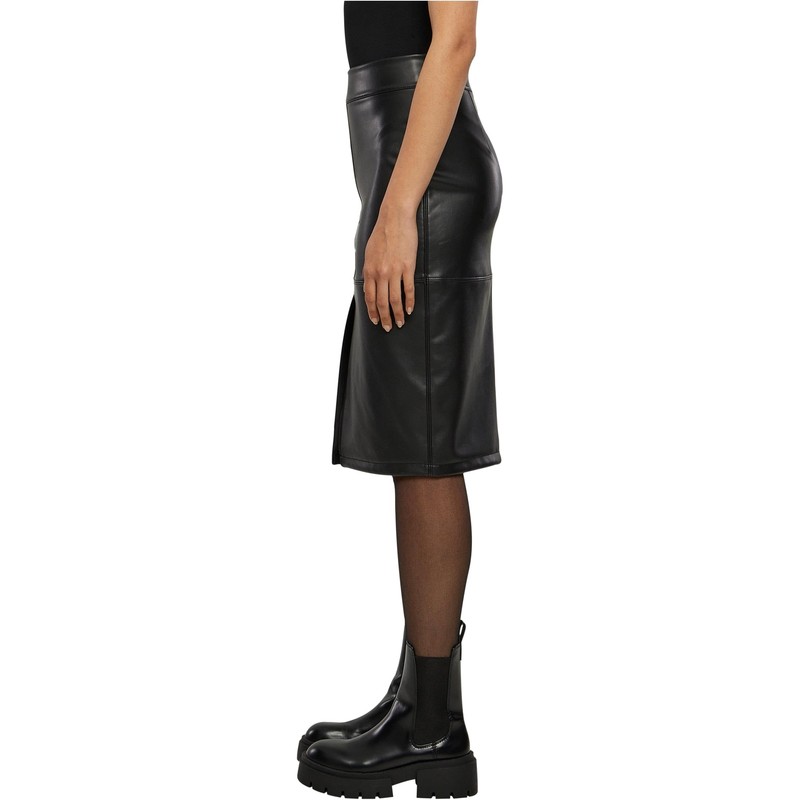Urban Classics Women's Synthetic Leather Pencil Skirt, black
