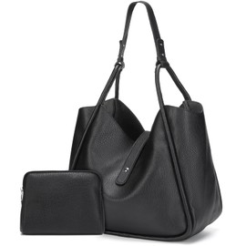 MYHOZEE Black Tote Bag for Women, Large Travel Work Tote Purse and Handbags Ladies Shoulder Crossbody Purse