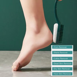 Pumice Stone Brush for Feet - 1 Pack Foot Brush Scrubber 2 in 1 Foot File Pedicure Paddle Kit for Foot Care (Green)