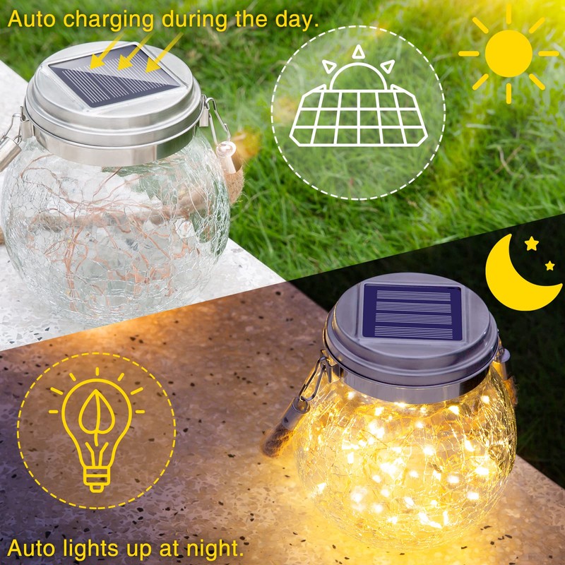 ROSHWEY 4 Pack Solar Lanterns Outdoor Waterproof, Gifts for Women