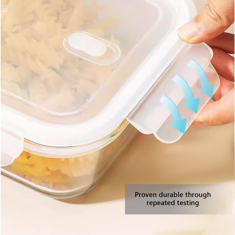 SCWBOEII 4Pack 24oz/0.7L/3cup Glass Food Storage Containers with Lids Leak-proof,