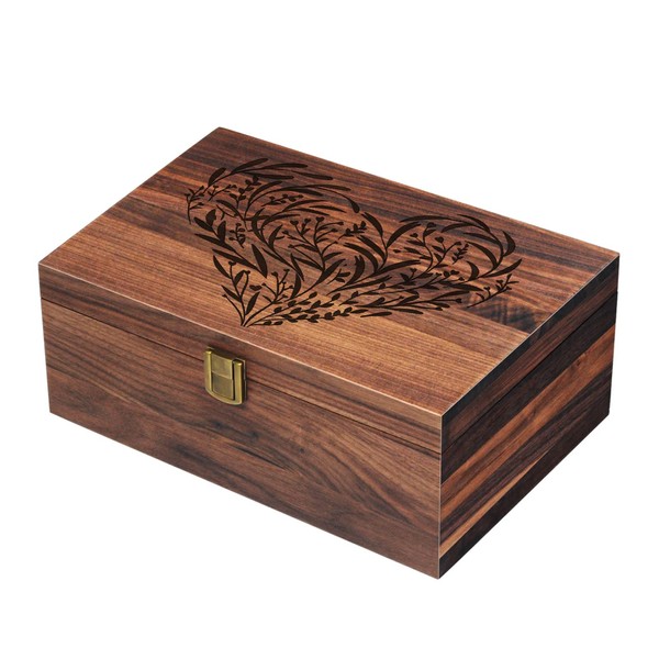 EXISTING Memory Box for Keepsakes, Floral Heart Laser Cut Wood