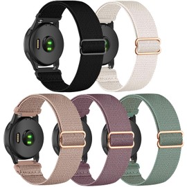 CUNUJIX Pack of 5 Elastic Children's Nylon Wristbands Replacement for Garmin Venu 2/Venu 3/Vívoactive 4/Forerunner 255 Music/Forerunner 265 Wristband, 22 mm Stretchy Loop Fabric Replacement Strap for