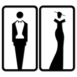 Washroom Signs, 2 Pcs Toilet Door Accessories Symbol Signs for Hotel, Office, Restaurant, Mall (Black)