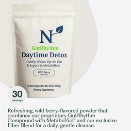 Nature M.D. GutRhythm Daytime Detox Fiber Supplement with MetabolAid, Tributyrin Zinc & Turmeric | Daily Gentle Cleanse for Gut Health, Regularity & Bloat Relief | Wild Berry, Vegan - 30 Servings