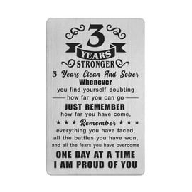 Richesele 3 Year Sober Card - 3 Year Sobriety Gifts for Women Men - 3 Years Clean and Sober Gifts - 3 Yr Addiction Recovery Engraved Wallet Cards Token