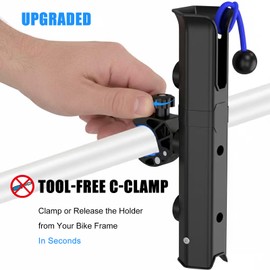 VEXPLO Clamp On Fishing Rod Holder for Bike Bicycle Ebike Scooter Golf Cart