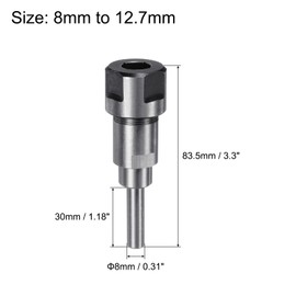 QUARKZMAN 2 Pieces Router Collet Extension Rod Converter Adapter 8mm to 12.7mm for CNC Engraving Machine Woodworking Router