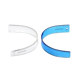 Neotiger Flexible Shatterproof Bendable Unbreakable Safe Soft Transparent Clear Plastic Straight Flat Ruler, 30 cm/12 inch. Set of 2, Clear and Blue, for Home, School, Office, for kids and Adults