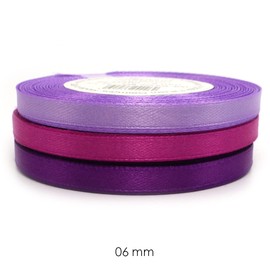 Set of 3 Colours Satin Ribbon Decorative Ribbon Craft Ribbon Gift Ribbon Sewing Ribbon Decorative Ribbon Lilac Berry Aubergine 6 12 25 mm M (6 mm)