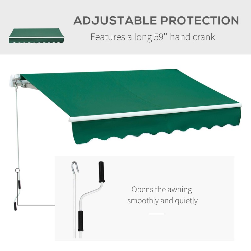 Outsunny 8' x 7' Patio Retractable Awning/Manual Exterior Sun Shade
