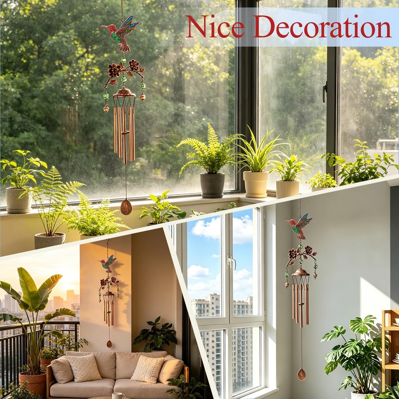 Hoemwarm Hummingbird Wind Chimes for Outside Home Patio Decor