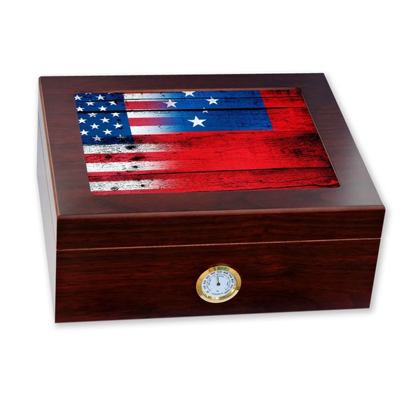 ExpressItBest Premium Desktop Humidor - Glass Top - Flag of