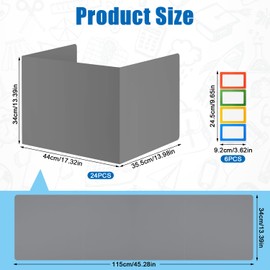 NQEUEPN 24pcs Desk Dividers for Students, Test Desk Dividers with 24 Name Labels Waterproof Classroom Desk Board Privacy Shield Folder Protable Study Carrel Dividers for Student Desk (Gray)