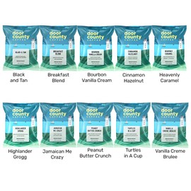 Gourmet Flavored Coffee Sampler Pack - 10 Bags of Unique Flavored Coffees – 100% Specialty Grade 1 Arabica -1.5 oz Full-Pot Bags - Roasted by Door County Coffee