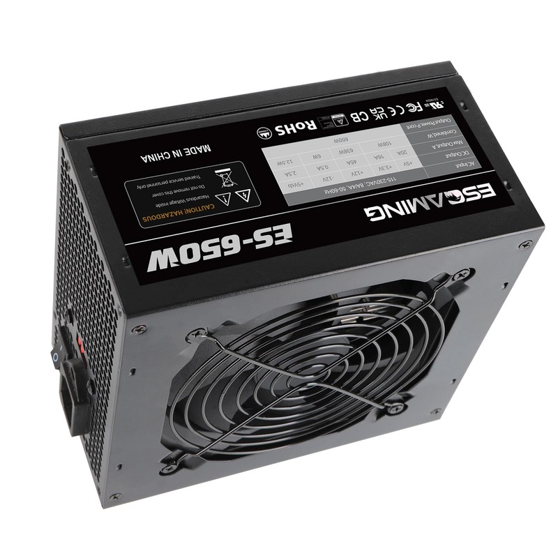 ESGAMING 650W PSU - Non-Modular ATX Power Supply with Auto-Thermally