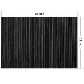 FunWheat Placemats Set of 6 Vinyl Washable Place Mats for Dining Table Durable Plastic Woven Table Mats 12inches x 18inches Easy Clean Indoor Outdoor Use (Rectangle Black)