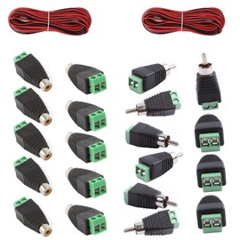 RUNCCI-YUN 10 Pairs RCA Connector, RCA Male Plug & Female Socket to AV Screw Terminal Block Audio Video Connector Adapter, for CCTV Security Camera System