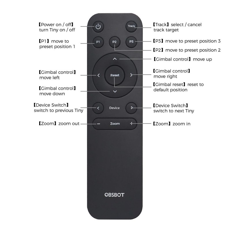 OBSBOT Remote Controller for Tiny 4K and Tiny - Black