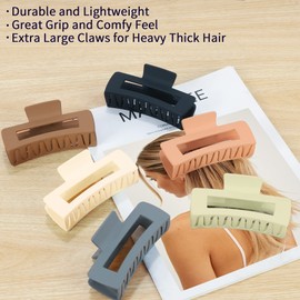 79Style 6Pcs Claw Clips Hair Clips For Women 3.5 Inch Claws Clips For Thick Long Hair Large Medium Hair Claw Clips Square Hair Clips Hair Accessory For Women Grils (6 Mutple Colores-Jude）