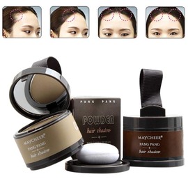 Hanyia Hairline powder Hair Line Modified Shadow Powder Hair Color with Mirror & Puff Hairline Contour Concealer Bronzer Highlighter 1 Bottle (#2)