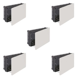 RASMACOR Flush-Mounted Junction Box - 160 x 100 x 50 mm - Pack of 5 - With Lid - For Dry Indoor Use / Flush-Mounted Box in Set / Distribution Box for Interior Installation / 16 Pipe Inlets Diameter 25