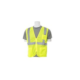ERB 61645 Model S363P Type R Class 2 Economy Mesh Zip Front Safety Vest with Pockets, Hi Viz Lime, XS Size