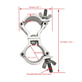 1-1/2" Truss Dual Swivel Coupler Clamp Stage DJ Lighting Clamps 1.49-1.57 inches Heavy Duty Aluminum Alloy 220lbs for 38-41mm OD Pipe 2 Pcs (Silver)