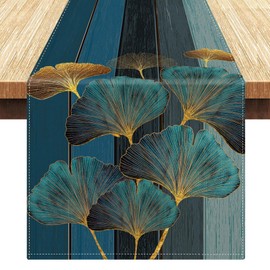 LRartdeco Table Runner Dark Blue 33 x 183 cm Retro Wood Look Table Runner Washable Table Runner Country House Style Tablecloth Decoration Runner Table Linen for Party Wedding Restaurant Decor