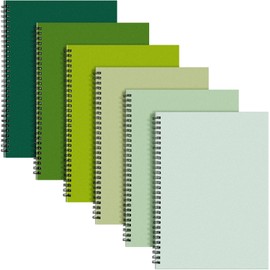 Fuutreo 6 Pack Spiral Notebooks 10.5 x 7.45 Inch College Ruled Journal with Kraft Cover, B5 70 Sheets (140 Pages) for Stundent Study and Office Use(Green Series)