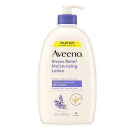 Aveno Stress Moisturizing Body Lotion with Prebiotic Oat Lavender Fragrance for Sensitive Skin (Pack of 1) 12 Fl Oz / 민감한 피부를 위한 프리바이오틱 오트 라벤더 향이 함유된 아베노 스트레스 보습 바디 로션 (Pack of 1) 12 Fl Oz