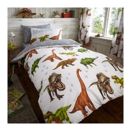 Lions Dinosaur Bedding Bed Duvet Cover Set with Pillowcase, Reversible Boys Quilt Covers, Single, 137x200cm