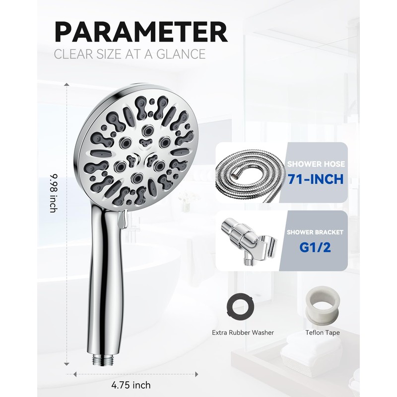 JDO Shower Head with Handheld, High Pressure Handheld Shower Head