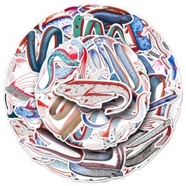 50Pcs Cute Cartoon Oarfish Stickers,Waterproof Vinyl Aesthetic Deep Sea Fish & Marine Life Stickers for Journaling,Laptop,Water Bottle,Planner,Scrapbook,Phone Case,Luggage,Skateboard,DIY Decor