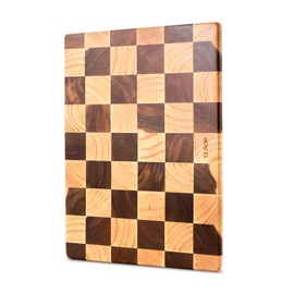 TJ POP End Grain Cutting Board - Heavy Duty Acacia/Rubber Wood For Kitchen, Flippable Serving Board For Meat, Bread & Fruits, Rectangle, 14.5 x 10 x 0.8 Inch