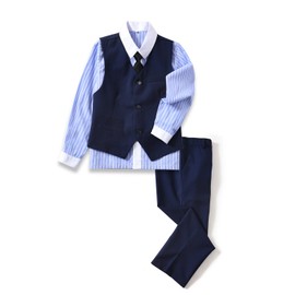 Yuanlu - Conjunto de 4 piezas de traje formal para chaleco, Blue-blue Shirt, 2 Años