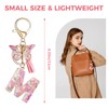 Fmeida Initial Letter Keyring for Women Cute Pink Tassel &