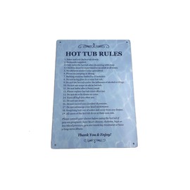 Hot Tub Rules - BLUE - Easy to read sign for outdoor use with a list of health and safety points about using a hot tub. Ideal for use in holiday accommodation
